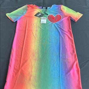 Iron Fist Multicolor Dress with Red Heart Patch